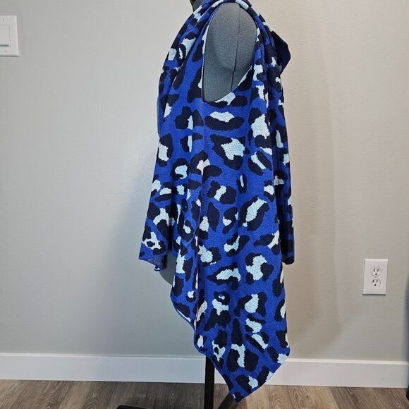 Colleen Lopez Shrug Open Front Vest Blue Animal Print Women's Leopard Cheetah - Picture 4 of 9